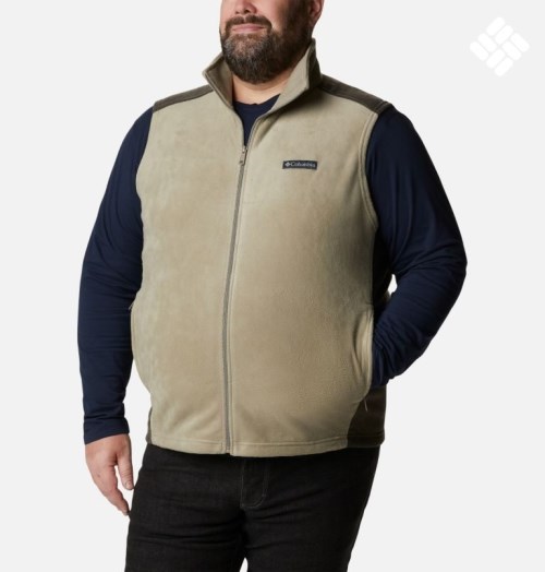 Men's Columbia Steens Mountain Fleece Vest Olive | Plus Size CA-QA154